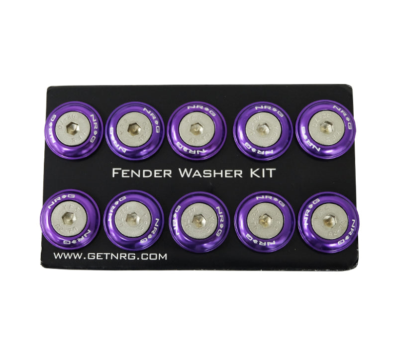 NRG Fender Washer Kit w/Rivets For Plastic (Purple) - Set of 10