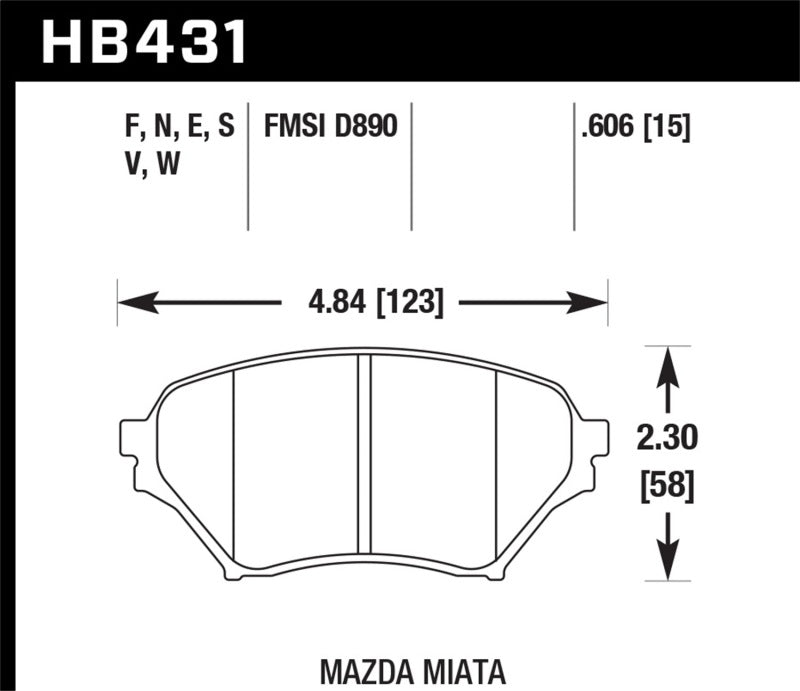 Hawk 01-05 Miata w/ Sport Suspension Blue 9012 Front Brake Pads D890