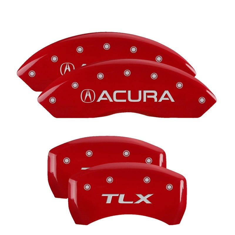 MGP 4 Caliper Covers Engraved Front Acura Engraved Rear TLX Red finish silver ch