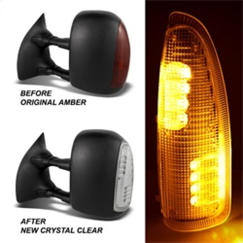 xTune Ford Superduty F250-F650 03-07 Amber LED Mirror Signal Lens - Clear ACC-LED-FDSD99-MR-C