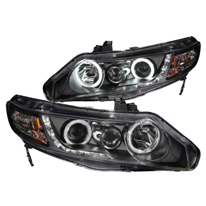 ANZO 2006-2011 Honda Civic Projector Headlights w/ Halo Black (CCFL)