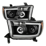 xTune Toyota Tundra 07-13 LED Light Bar Projector Headlights Black PRO-JH-TTU07-LED-BK