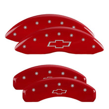 Load image into Gallery viewer, MGP 4 Caliper Covers Engraved Front &amp; Rear With stripes/Charger Red finish silver ch