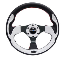 Load image into Gallery viewer, NRG Reinforced Steering Wheel (320mm) Blk w/White Trim &amp; 4mm 3-Spoke