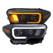 Load image into Gallery viewer, ANZO 2016-2017 Toyota Tacoma Projector Headlights w/ Plank Style Switchback Black w/ Amber