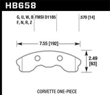 Hawk 06-10 Chevy Corvette (Improved Pad Design) Front Ceramic Sreet Brake Pads