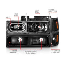 Load image into Gallery viewer, ANZO 88-98 Chevrolet C1500 Crystal Headlights Black Housing w/ Signal and Side Marker Lights