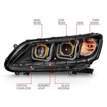 Load image into Gallery viewer, ANZO 2013-2015 Honda Accord Projector Headlights w/ U-Bar Black