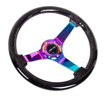 Load image into Gallery viewer, NRG Reinforced Steering Wheel (350mm / 3in. Deep) Classic Blk Sparkle w/4mm Neochrome 3-Spoke Center