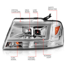 Load image into Gallery viewer, ANZO 2004-2008 Ford  F-150 Projector Headlights w/ Light Bar Chrome Housing