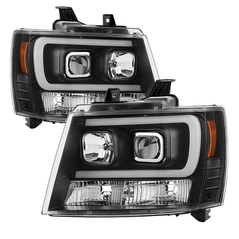 Spyder 07-14 Chevy Suburban/1500/2500/Tahoe V2 Projector Headlights Blk PRO-YD-CSUB07V2-DRL-BK