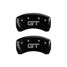 Load image into Gallery viewer, MGP 4 Caliper Covers Engraved Front Mustang Engraved Rear S197/GT Black finish silver ch