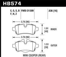 Load image into Gallery viewer, Hawk 07+ Mini Cooper HP+ Street Rear Brake Pads