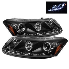 Spyder 08-12 Honda Accord No Crosstour 4Dr Proj Headlights- LED Halo DRL Blk PRO-YD-HA08-4D-HL-BK
