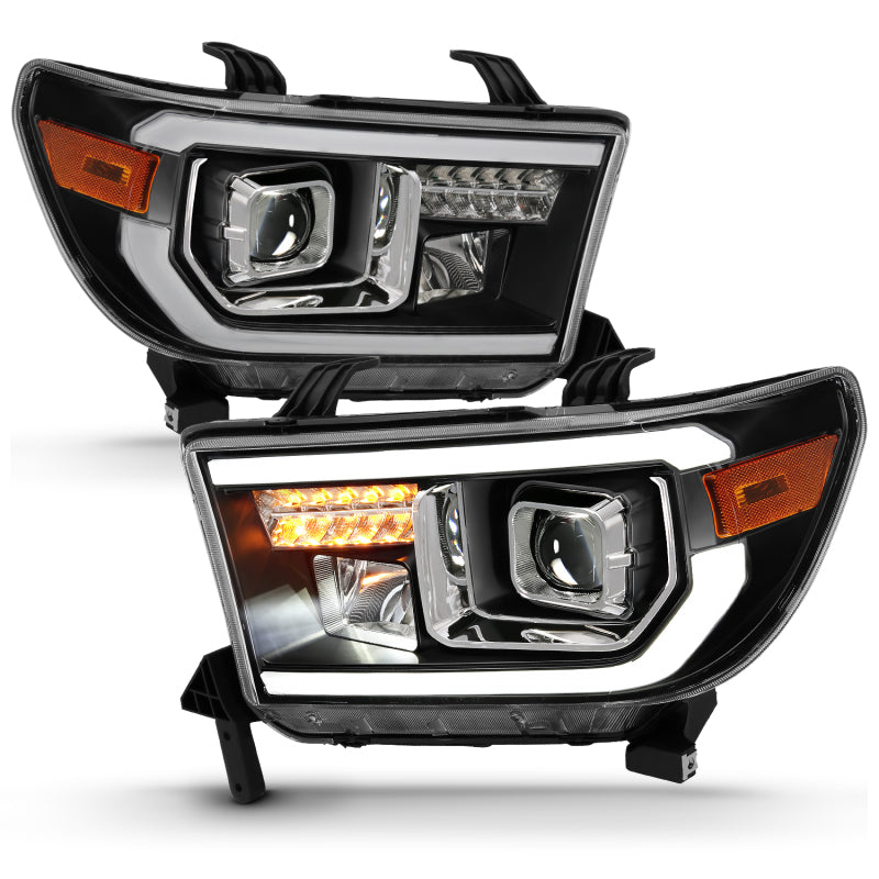 ANZO 2007-2014 Toyota Tundra Projector Light Bar H.L Black Amber(Led High Beam) (Halogen Version)