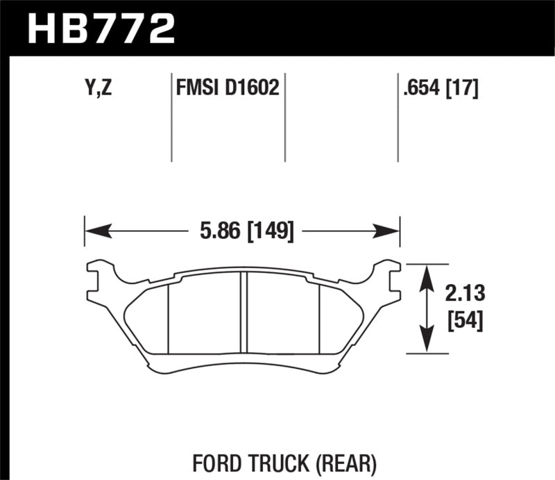 Hawk 12-16 Ford F-150 Performance Ceramic Street Rear Brake Pads