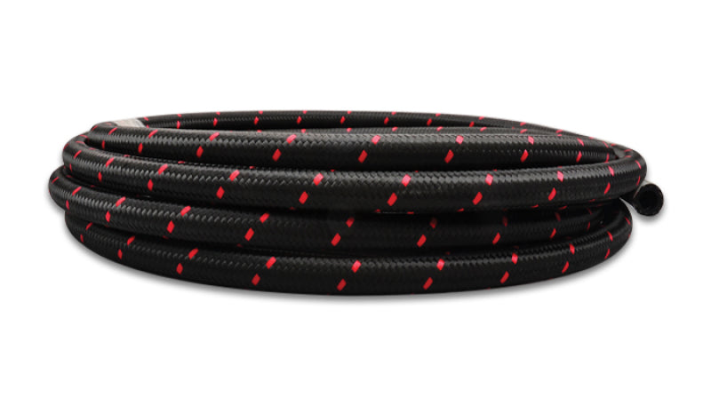 Vibrant -10 AN Two-Tone Black/Red Nylon Braided Flex Hose (5 foot roll)