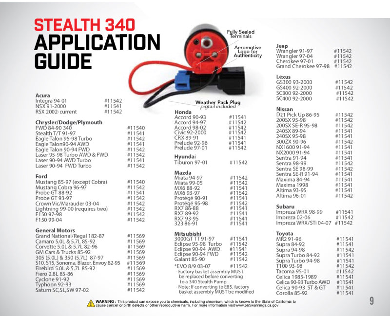 Aeromotive 340 Series Stealth In-Tank E85 Fuel Pump - Offset Inlet - Inlet Inline w/Outlet