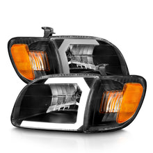 Load image into Gallery viewer, ANZO 00-04 Toyota Tundra (Fits Reg/Acc Cab Only) Crystal Headlights w/Light Bar Black w/Corner Light